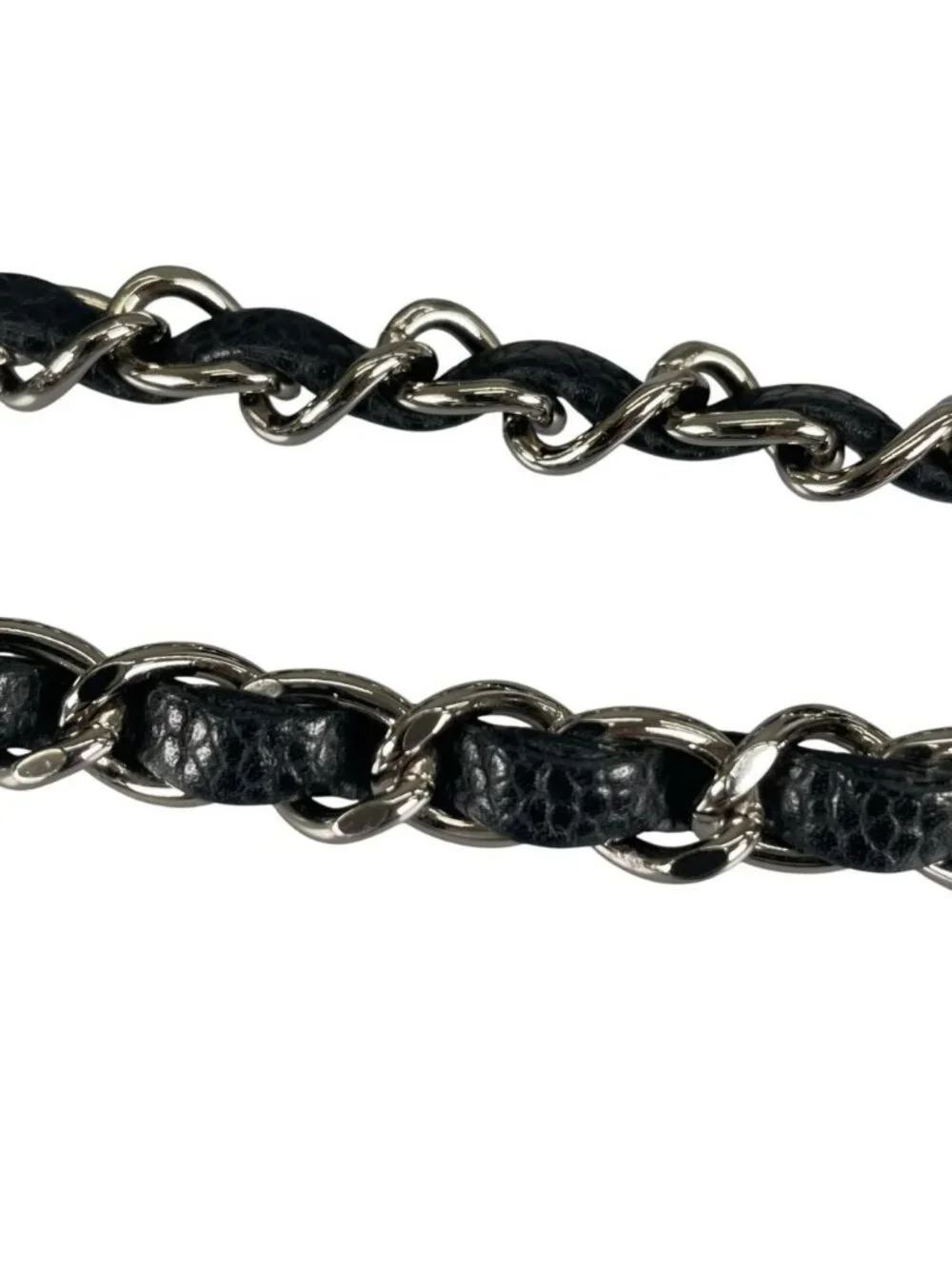 Chanel Shoulder Bag Quilted 25 Silver Chain Black